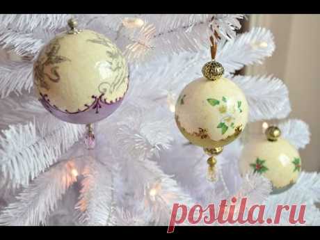 Gömbdísz repesztéssel és viaszpasztával // Christmas ornament with crackle and wax paste
