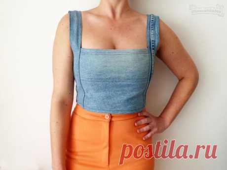 Топ из джинсов DIY / Переделка джинсов / Модный сайт о стильной переделке одежды и интерьера