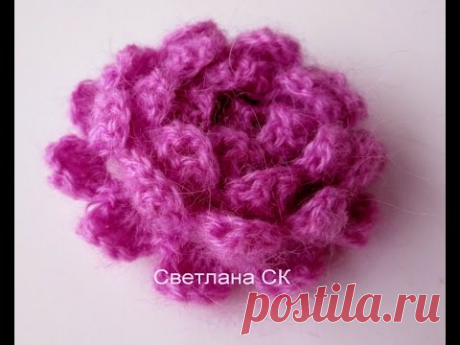 Брошь цветок крючком роза crochet flower