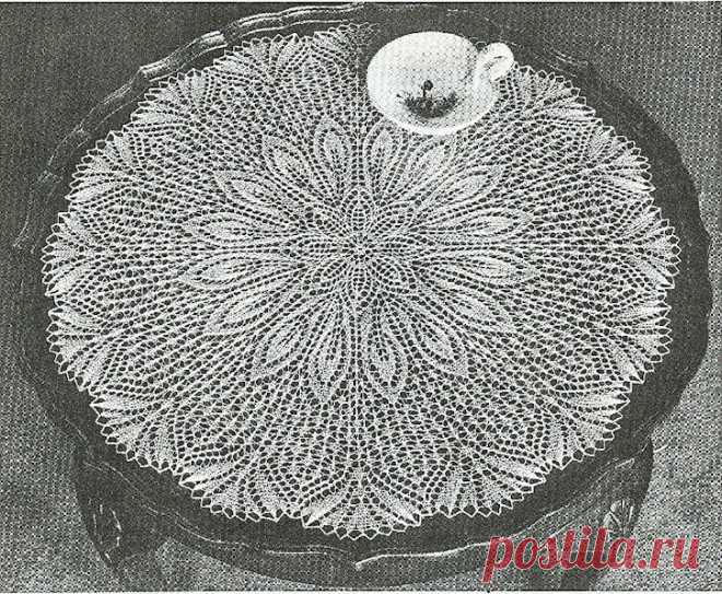 Скатерть спицами. Шетландские узоры.