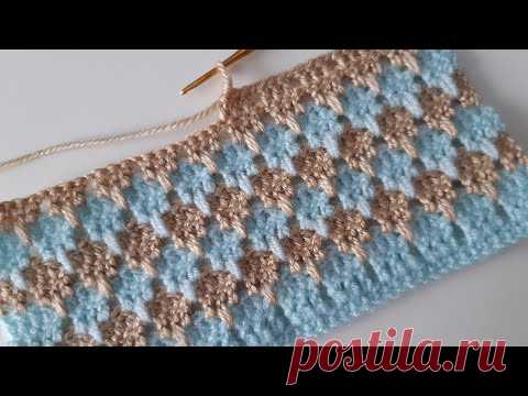Tığ işi iki renkli örgü modeli & battaniye, yelek, hırka modeli