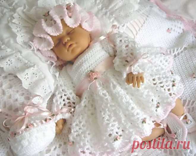 Нарядный комплект для новорожденной | Knits4Kids