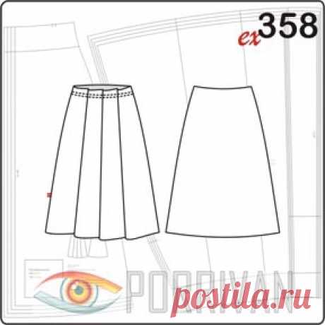 Выкройка юбки со складками на талии - Porrivan Выкройка юбки в складку подходит для хорошо драпирующихся тканей, к примеру, шерсти. Складки расположены на переднем полотнище, при желании вы можете