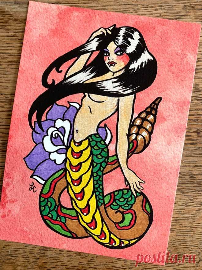 American Traditional Snake Tattoo Pinup Art Print Southwest - Etsy Chile