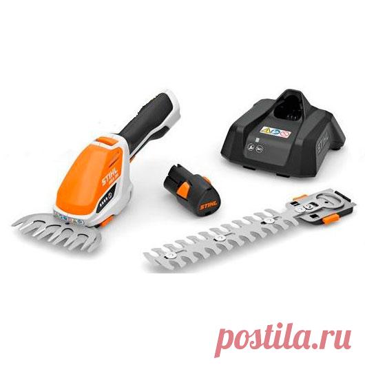 Аккумуляторные мотоножницы Stihl HSA 26 (комплект). Аккумуляторные ножницы Stihl HSA 26 предназначены для подстригания и ухода за низкорослыми вечнозелёными кустарниками, мелколистными деревьями и кромкой газона. В комплект идет нож для травы шириной двенадцать сантиметров, предназначенный для подстригания кромки газона и нож для кустарников длиной в двадцать сантиметров. Аккумулятор AS 2 в комплекте.