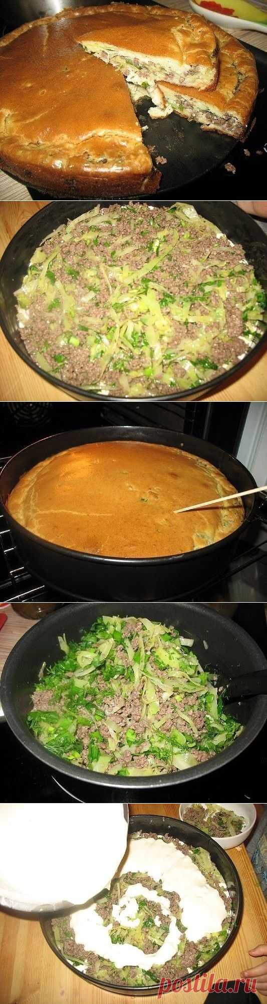 Супер нежный пирог с капустой и мясом