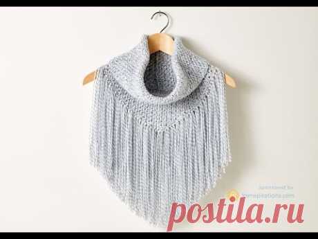 Yarnspirations Cozy Fringed Cowl Tutorial