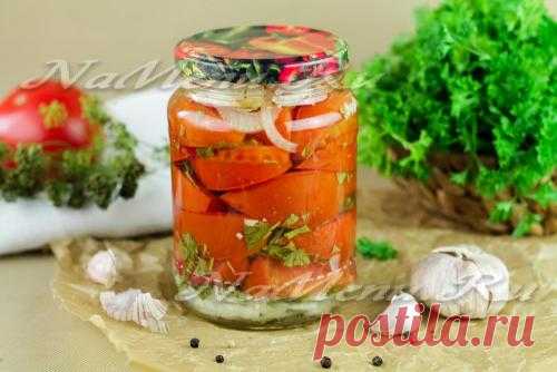 Помидоры дольками с луком и маслом на зиму