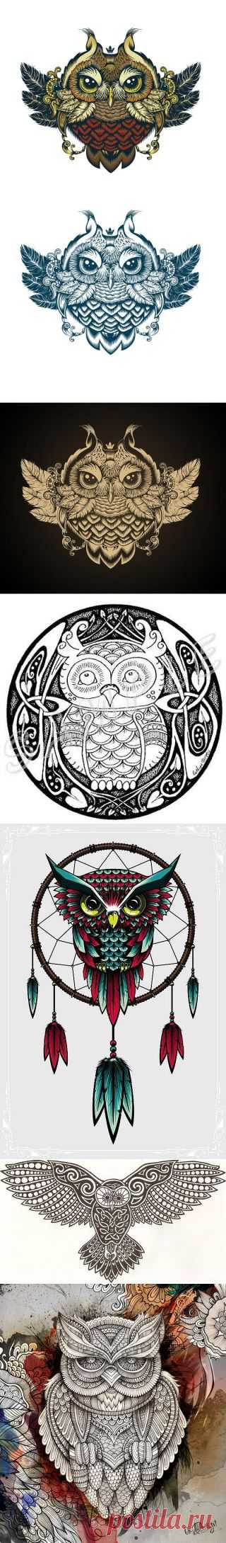 Графика. Совушка-сова. Owl Zentangle Doodle