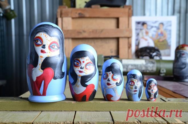 Русская Матрешка Бабушка Деревянные куклы гнездования Череп | Etsy