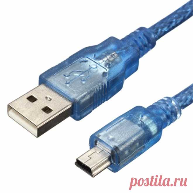 Blue Male USB 2.0A To Mini Male USB B Power Data Cable for Nano V3.0 ATMEGA328P - US$1.39