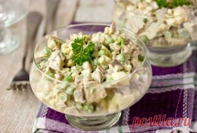 Салат с курицей, оливками и зеленым горошком - рецепт с фото / Простые рецепты