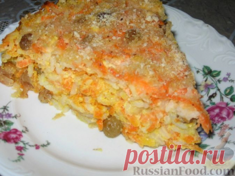 Рецепт: Сладкая запеканка из риса и моркови на RussianFood.com