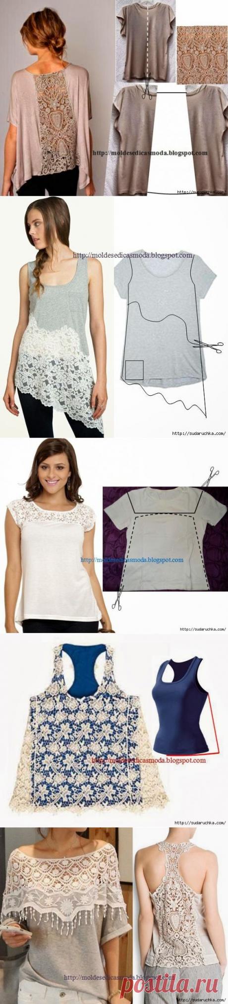 Преображаем старую футболку - в новую. Идеи декора..