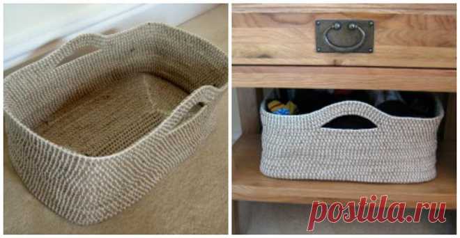 Удобная корзинка крючком — Сделай сам, идеи для творчества - DIY Ideas