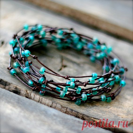 Brown/Turquoise BIRDS NEST Wrap Bracelet