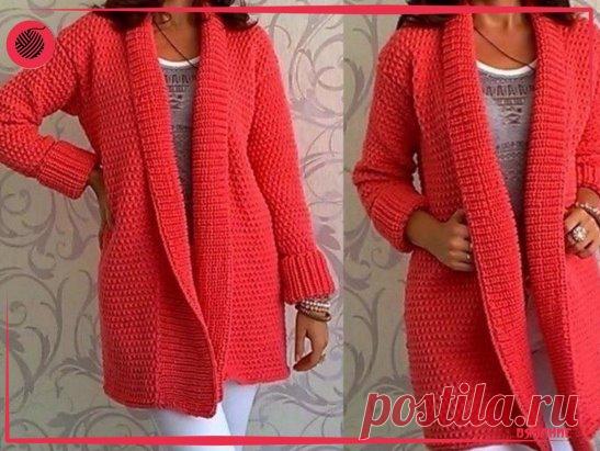КАК СВЯЗАТЬ СПИЦАМИ КАРДИГАН
Кардиган спицами.
Размеры: 36/38 (40/42).
Резинка: попеременно 1лиц., 1 изн. 
Лицевая гладь: лиц. р. - лиц. п., изн. р. - изн. п. 
Платочная вязка: лиц. и изн. р. - лиц. п. 
Плотность вязания, лиц. гладь, спицы № 15, двойная нить: 8,5 п. и 13 р. = 10 х 10 см.
Спинка: на спицы № 12 набрать двойной нитью 49 (53) п. и связать для 
планки 6 см = 8 р. резинкой, начиная в 1-м р. с кром., 1 изн. и 
заканчивая 1 изн., кром. Затем вязать спицами № 15 лиц. гладью. Через 57