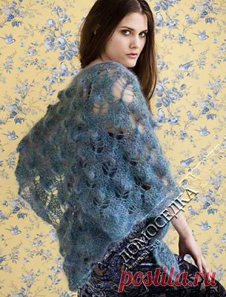 Ажурная шаль из мохера спицами. / ДОМОСЕДКА