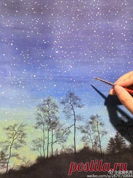 Рисуем картину акварелью 