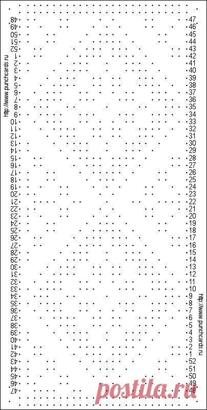 Просмотр рисунка перфокарты с раппортом 24 петли, пересчёт на две фонтуры, печать перфокарты