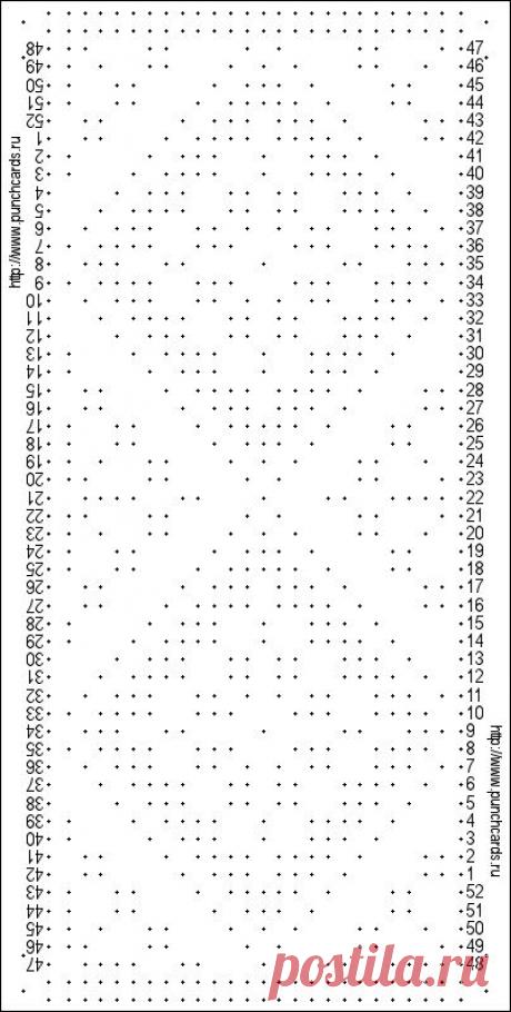 Просмотр рисунка перфокарты с раппортом 24 петли, пересчёт на две фонтуры, печать перфокарты