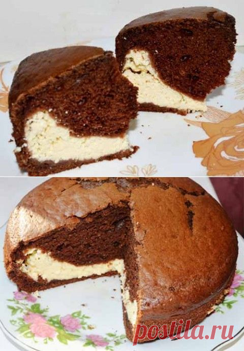 Шоколадный пирог с творогом и сгущенкой