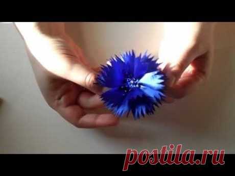 Большой Василек из атласной ленты / D.I.Y Large Cornflower of satin ribbons - YouTube