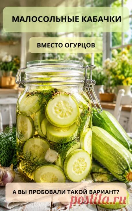 Малосольные кабачки
Ингредиенты:
молодые кабачки — 1 кг;
вода — 1 л;
соль — 2 ст. л. без горки;
чеснок — 5–6 зубчиков;
укроп — 1 большой пучок;
листья смородины — 5–6 шт.;
чёрный перец горошком — 8–10 шт.