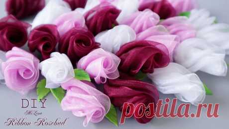 БУТОН РОЗЫ, МК / DIY RIBBON ROSEBUD ДЛЯ ОДНОГО БУТОНА ПОНАДОБИТСЯ: ✓ Органза (ширина 4 см) - 66 см ✓ Листики, МК - https://youtu.be/MlhR_bzIb9g ✓ Флористическая проволока ✓ Флористическая лента...