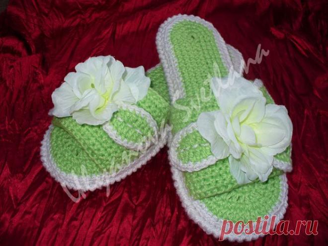 Вязаные тапочки крючком и схемы от Светланы Ульяновой