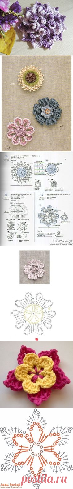 Crochet Flowers & Owl - Chart ❥ 4U // hf | Надо попробовать | Цветы, Связанные Крючком, Вязание Крючком и Цветок