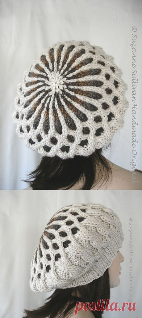 Beige and Brown Slouch Beanie Knitted Two Tone от SuzanneSullivan