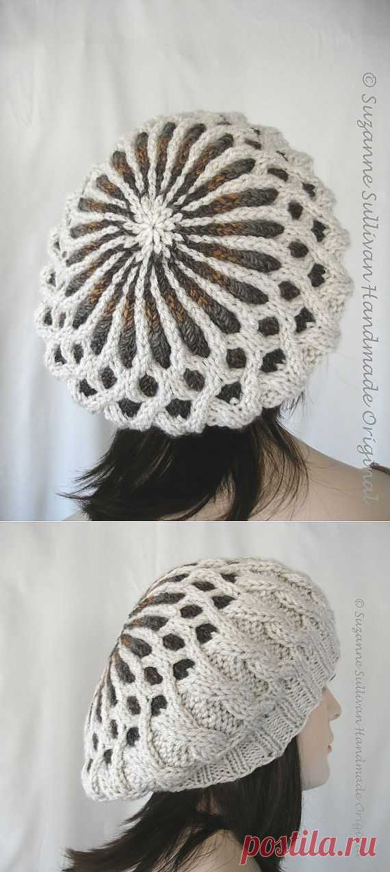 Beige and Brown Slouch Beanie Knitted Two Tone от SuzanneSullivan