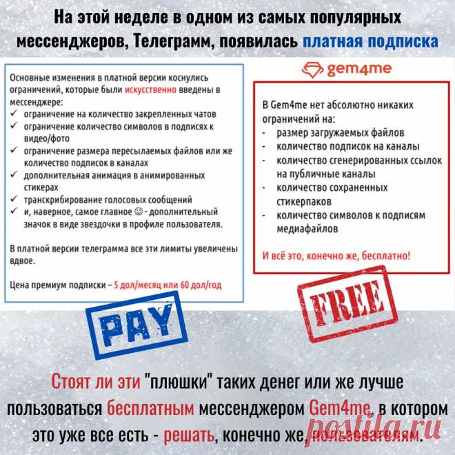 ✔ Преимущества Gem4me:
💎 БЕСПЛАТНЫЙ!
💎 БОГАТЫЙ ФУНКЦИОНАЛ!
1. Чаты как личные, так и групповые с редактированием сообщений.
2. Видео и аудио связь высокого качества.
3. Видеоконференции (до 1000 человек одновременно)
4. Онлайн-трансляции
5. Новостные каналы (с функцией написания статей)
6. Встроенный переводчик
7. WEB-версия (при этом можно устанавливать без телефона)
8. Демонстрация экрана на компьютере
9. Отправка файлов в неограниченных размере и количестве....и многое другое...