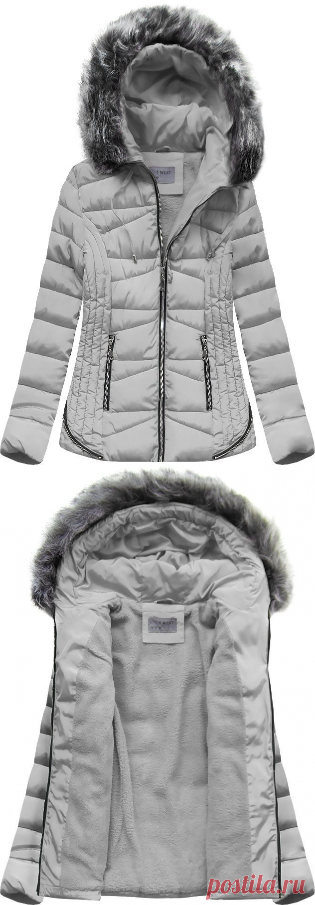 Sieviešu ziemas jaka, pelēka XL