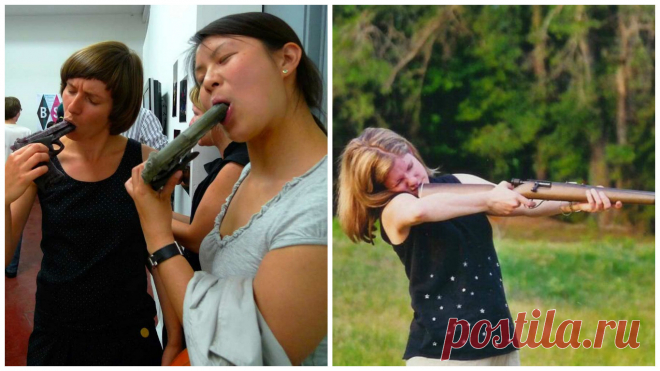 Девушки и оружие – вещи несовместимые! (12 фото + 4 видео) | Чёрт побери Мужчины любят девушек, мужчины любят оружие, но не всегда эти две вещи хороши вместе! Эх, девушки! Зачем же браться за ружьё, если можно взяться за ум?    Наверное так просто удобнее     Что там?      Эх, не слышали девочки про отдачу. Так и становятся пиратами.       Что ей сделал котик?     Красиво, но отдача...     Как малые дети, всё в рот тянут.     Ну тут уже не совсем девушки! Эти бабуськи явно...