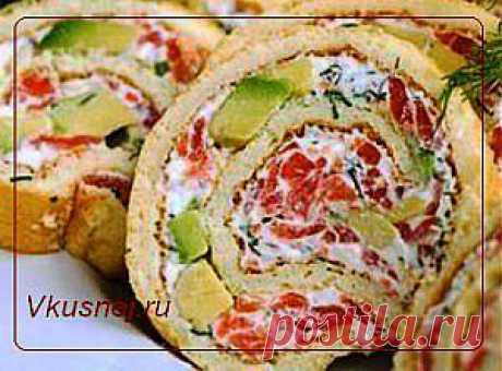 Рулет с лососем и авокадо | Рецепты вкусно