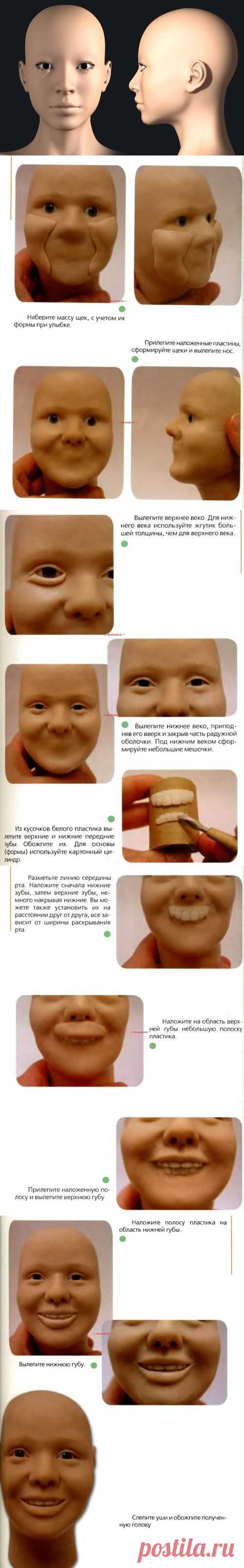 Основные приемы лепки женской головы