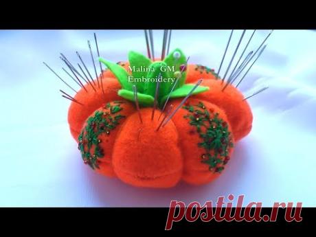 ВЫШИВКА: Тыковка Игольница / EMBROIDERY : Pumpkin-Pincushion