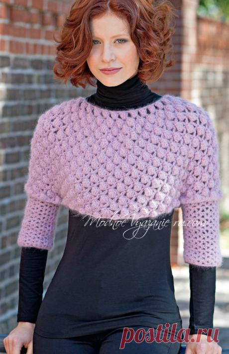 Болеро крючком с рукавами - Crochet Modnoe Vyazanie