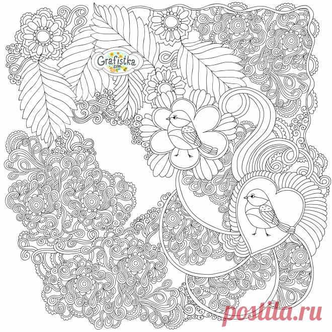 Бесплатная Раскраска с птичками