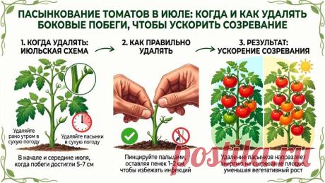 Пасынкование томатов в июле: когда и как удалять боковые побеги, чтобы ускорить созревание | Идеи мастера | Дзен