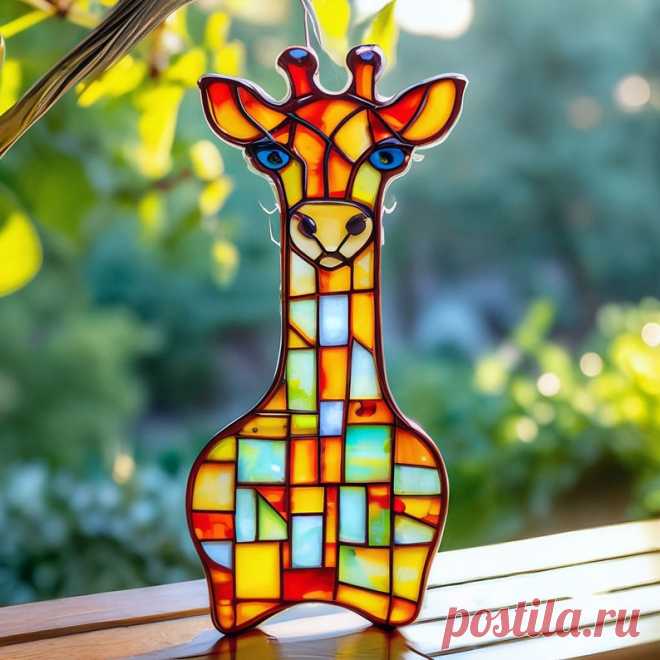 Vidrieras Jirafa original Ventana de atrapasoles hecha a mano colgando Jeffery La jirafa vivero ornamento regalos para mujeres Animal amante del zoológico arte - Etsy Chile