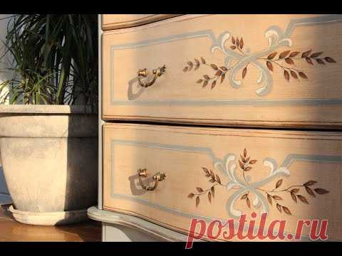 DIY/Переделка комода/Перекраска старой мебели своими руками/Ручная роспись мебели/
