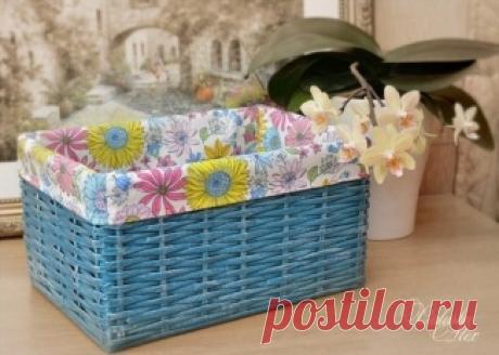 Плетенная коробка из газетных трубочек, пошаговый мастер-класс