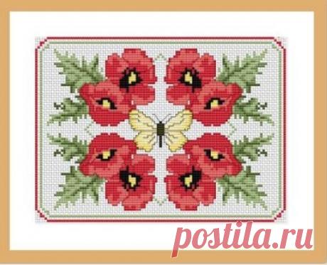 Схема вышивки крестом Красные маки (Цветы)