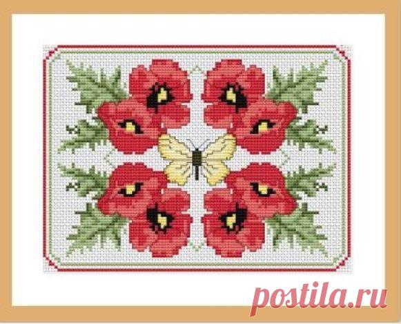 Схема вышивки крестом Красные маки (Цветы)