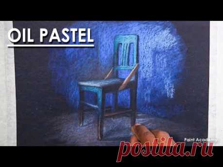 Oil Pastel Still Life Drawing : A Composition on Chair | Dark Background with Light and Shadow
