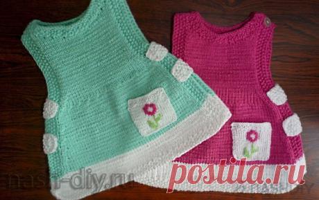 Вязаное платье накидка для девочек