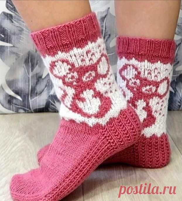 Носки с мышками, вяжем спицами